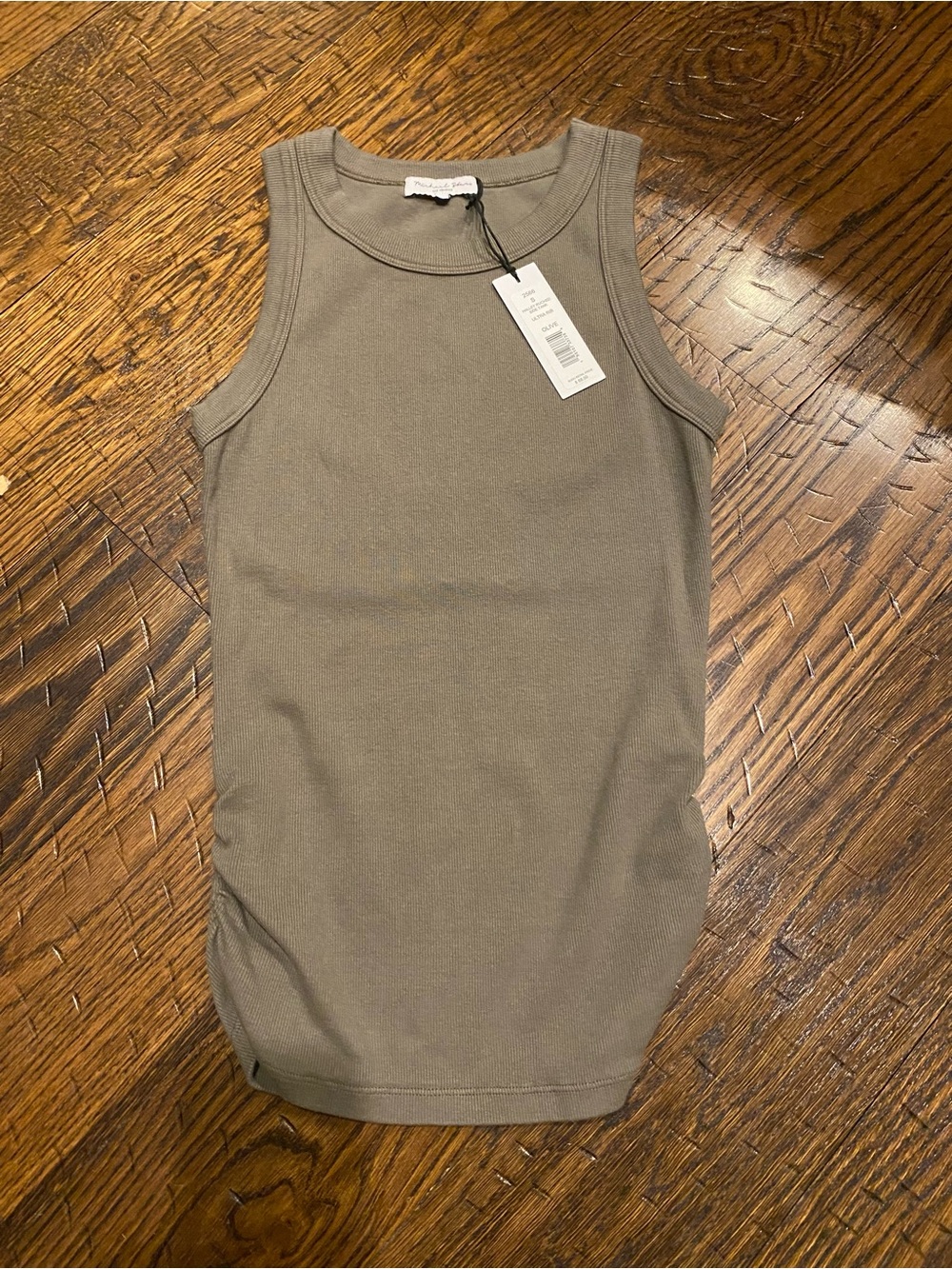 Michael Stars Halley Ruched Side Tank Top - Olive Green